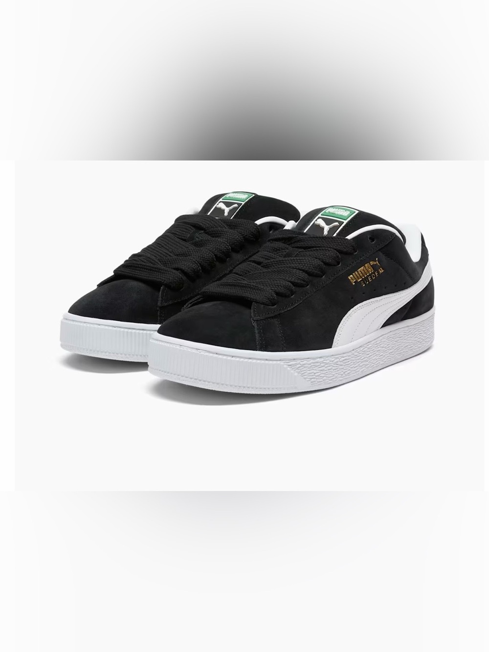 Puma Black Suede Sneakers with White Formstrip and Gold Logo Size 11 - Picture 3 of 16